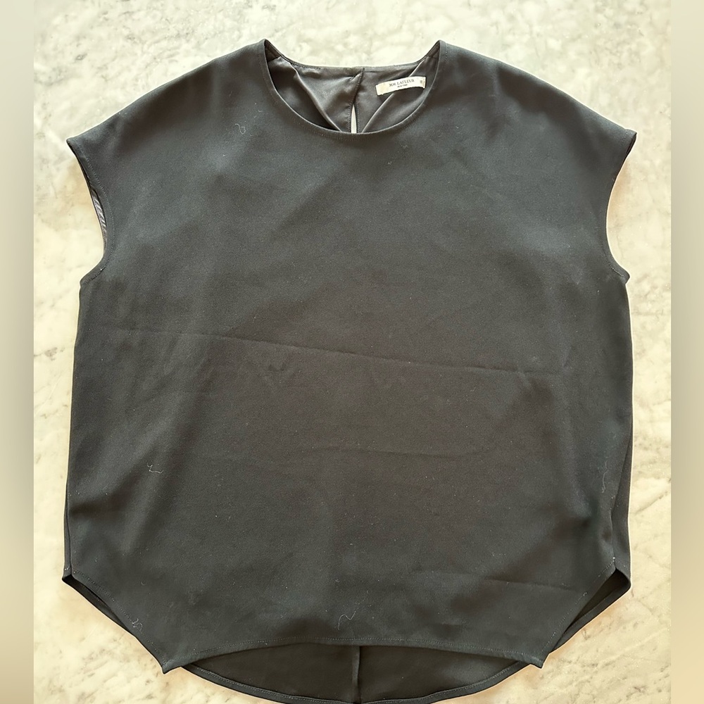 MM La Fleur The Didion Black Crepe  Blouse Lined Size XS EUC